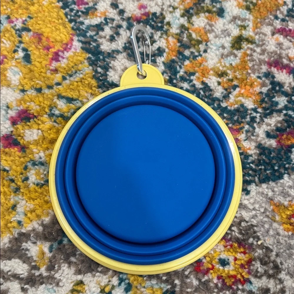 Woof Bone Feeding Travel Dog Bowl (Blue)